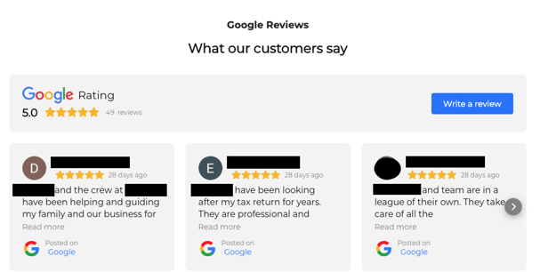 google reviews example 1