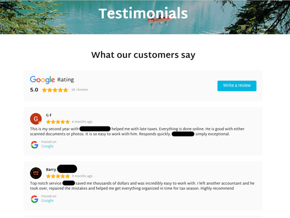 google reviews example 2